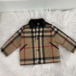 Burberry Kids Plaid Puffer Jacket - Tan, Black, and Red